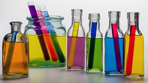 Bottles color colored water