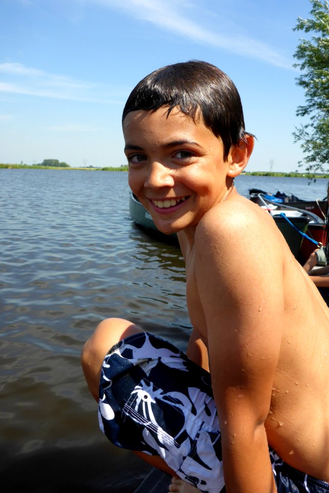 taking a dip after some tough canoeing