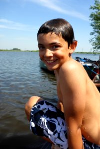 taking a dip after some tough canoeing