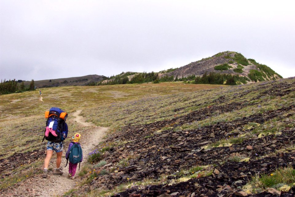 wilderness hikers child people apline trail BBaccus