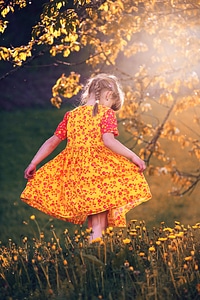 Girl dress meadow photo