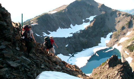 hiking alpine backpacking steep lake ice WIC NPS Photo