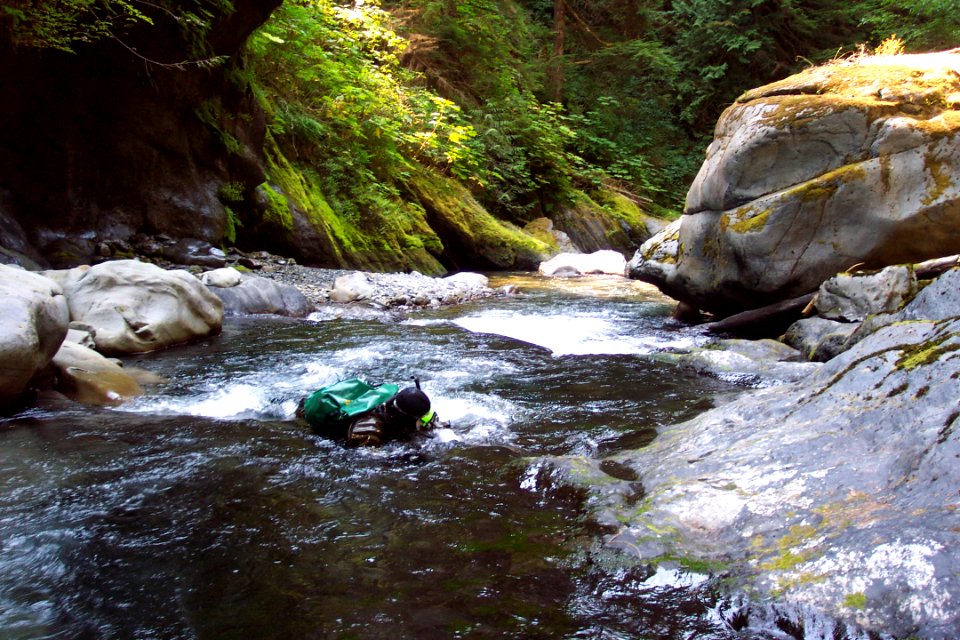 Rustler Creek rangers working Snorkeling river monitering science 2000