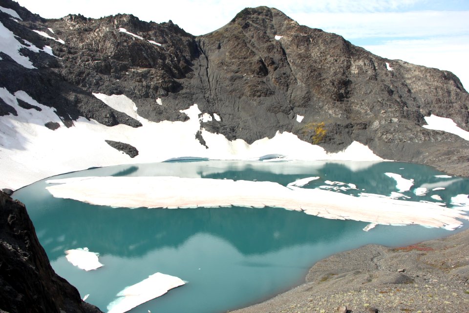 glacier melt lake pond tarn snow ice pzaidel credit required