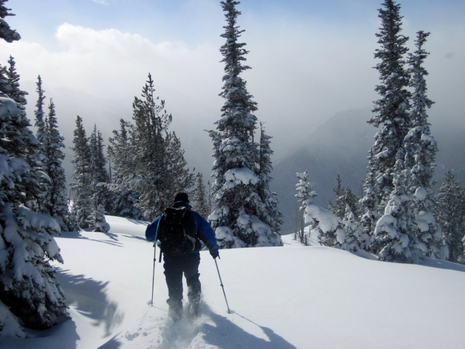 backpacking winer snowshoes poles snow BBaccus NPS Photo