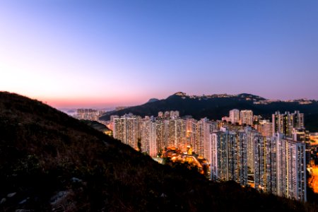 Aberdeen Typhoon Shelters view at Yuk Kwai Shan (mount Johnston) photo