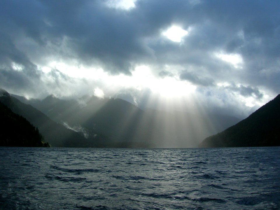 Sun rays clouds lake crescent NPSphoto