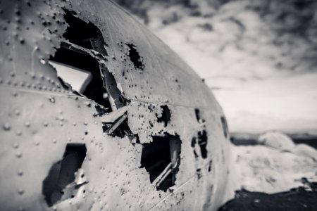 Crashed plane on Iceland beach