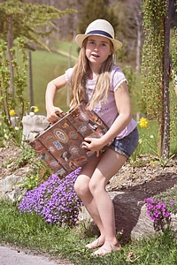 Girl blond barefoot