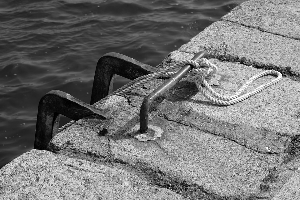 Black and white port sea