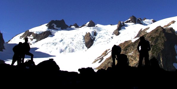 blue glacier visitors climbing backpacking nps. photo