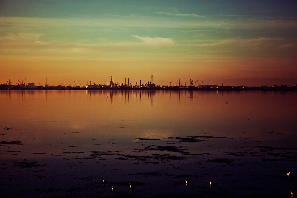 Night evening water