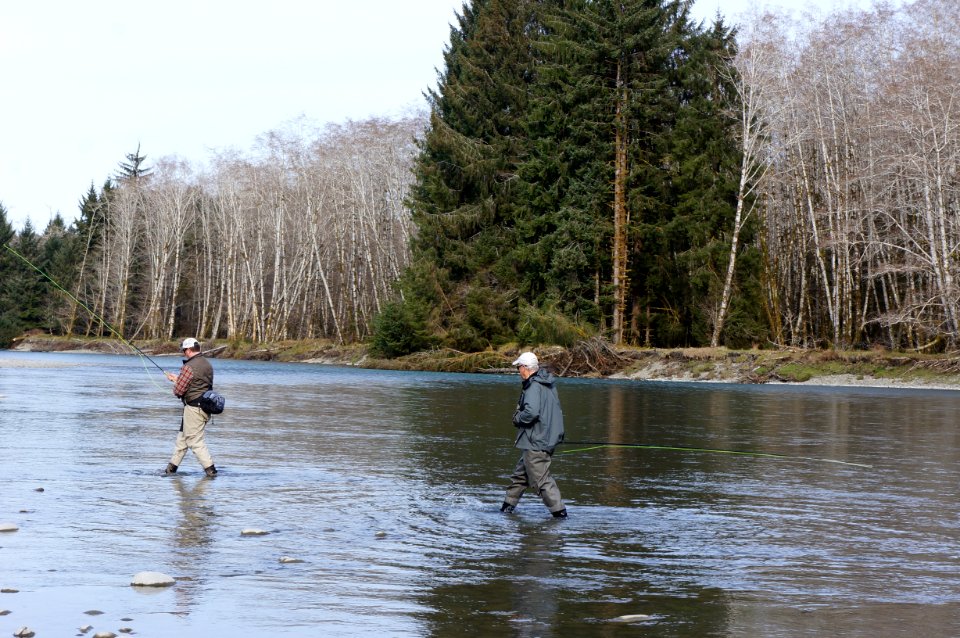 two fisherman fly fishing queets river spring r mckenna march 2015