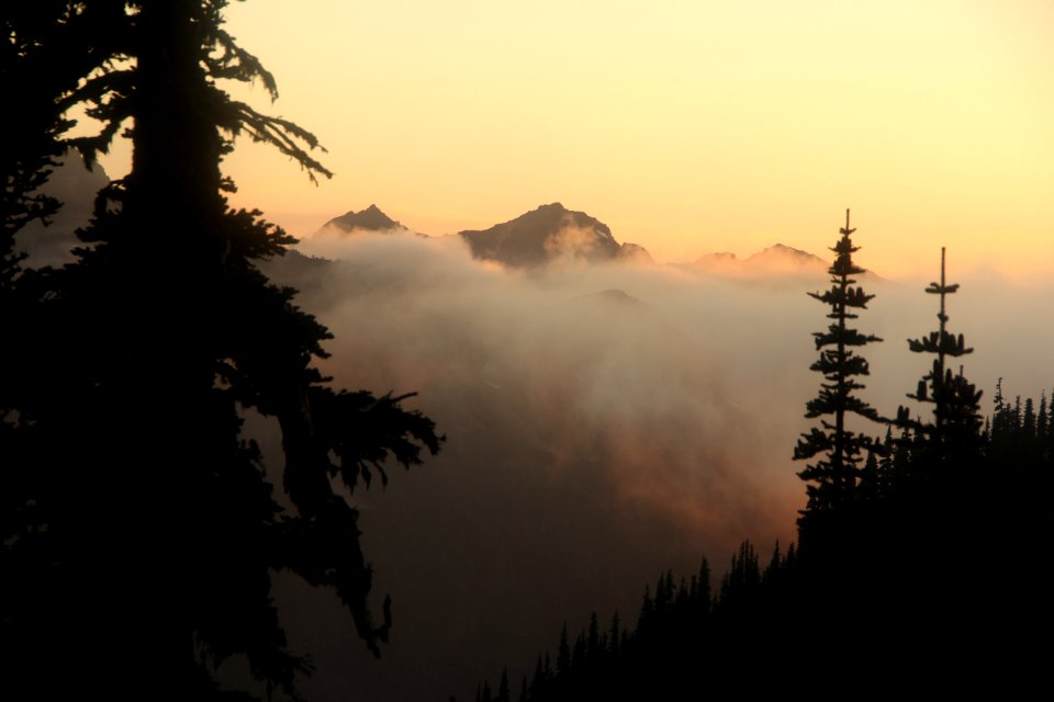 clouds mountains sunlight sunrise sunset trees pzaidel credit required