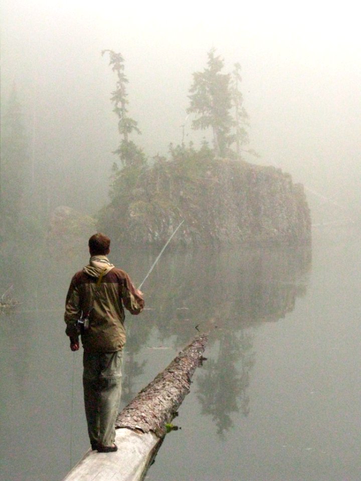 flapjacks lakes fog fly fishing people backcountry hiking staircase NPS Photo