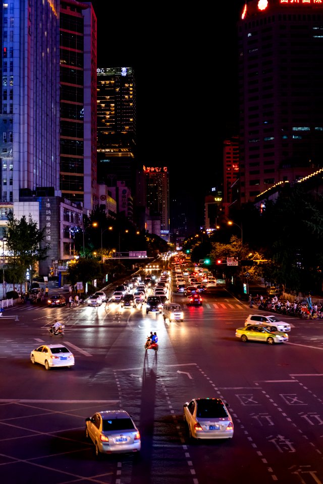 Chengdu streets by night photo