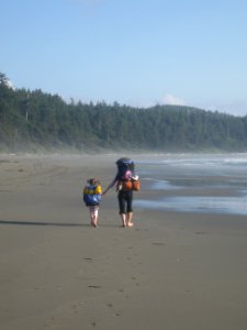 backpacking beach kid ocean people