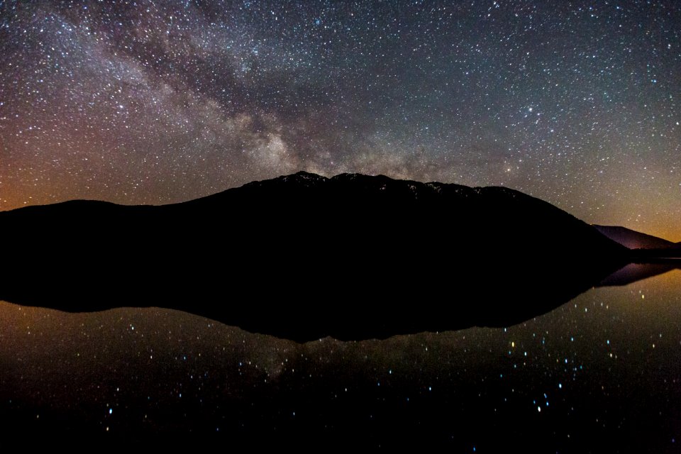 Starry constellations over Glacier National Park