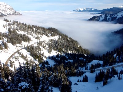 clouds valley hurricane ridge road scenic photo