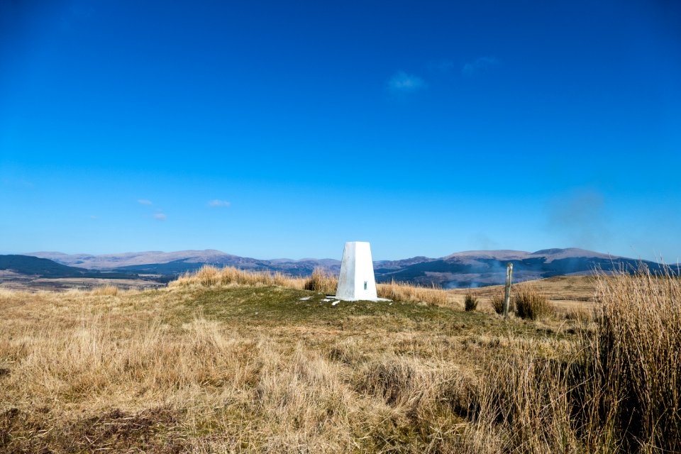 Trig point on Ochiltree Hill on Southern Upland Way