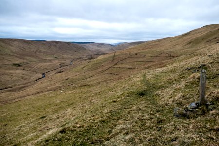 Southern Upland Way looking back at Polgown Farm