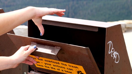 Bear-proof garbage cans at Rocky Mountain NP