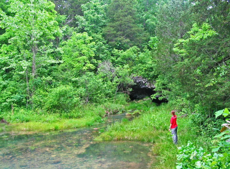 Spring Flows From A Cave