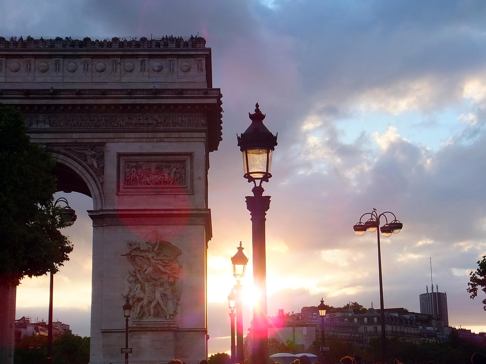 Arc de triomphe sunset paris