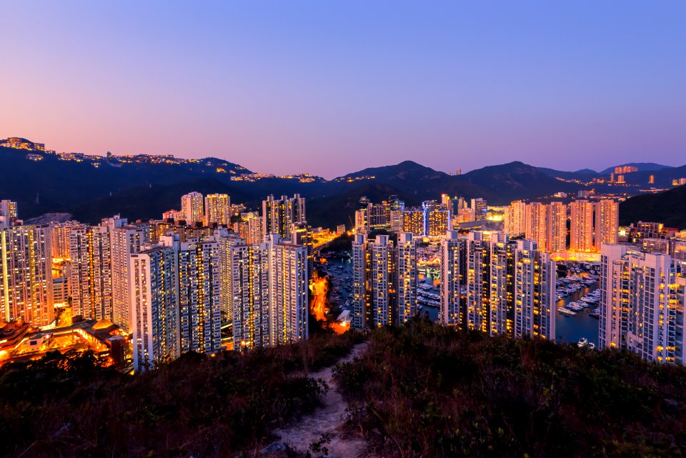 Aberdeen Typhoon Shelters view at Yuk Kwai Shan (mount Johnston)