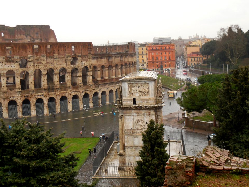 Arco di Costantino and Colessum from Roman Forum overlook