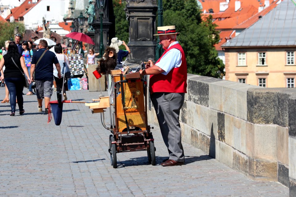 Vendor on the famous Charles Bridge, Prague, Czech Republic 2012