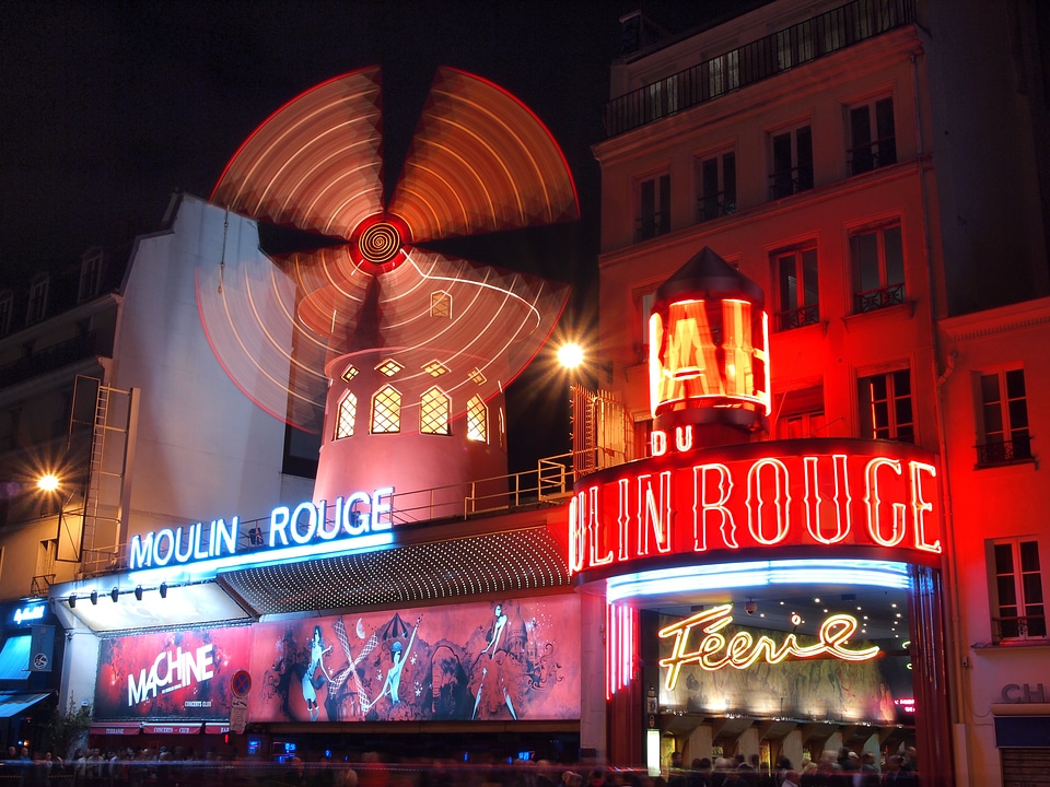 Moulin rouge night view windmill