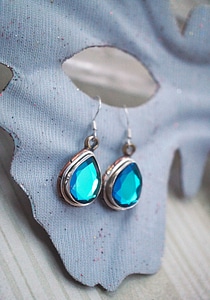 Glass copper sterling silver earrings photo