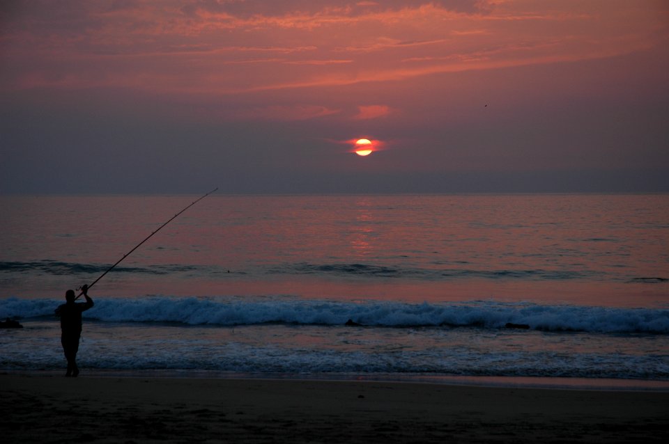 Fisherman trying is luck