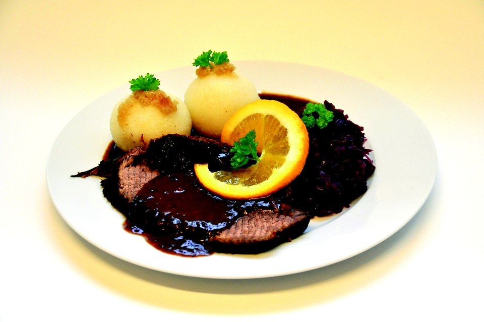 Lunch roast beef dumplings with meat