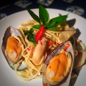 Mussels spagetthi italian food