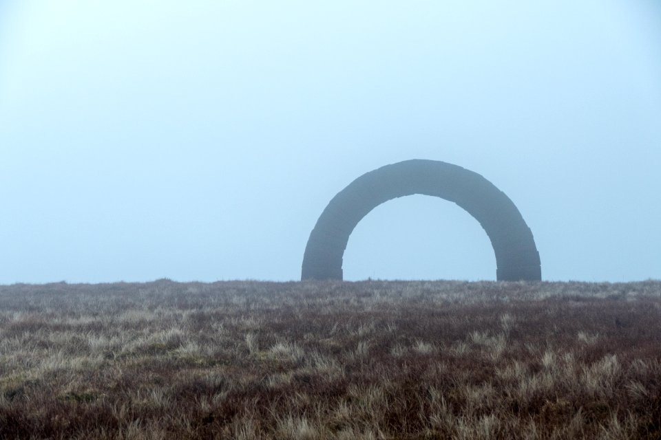 Striding Arch on Benbrack in low cloud
