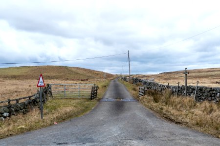 Southern Upland Way joins a minor road at Mackilston near Barlaes
