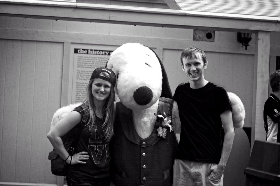 Amy Matt and Snoopy Photo BW