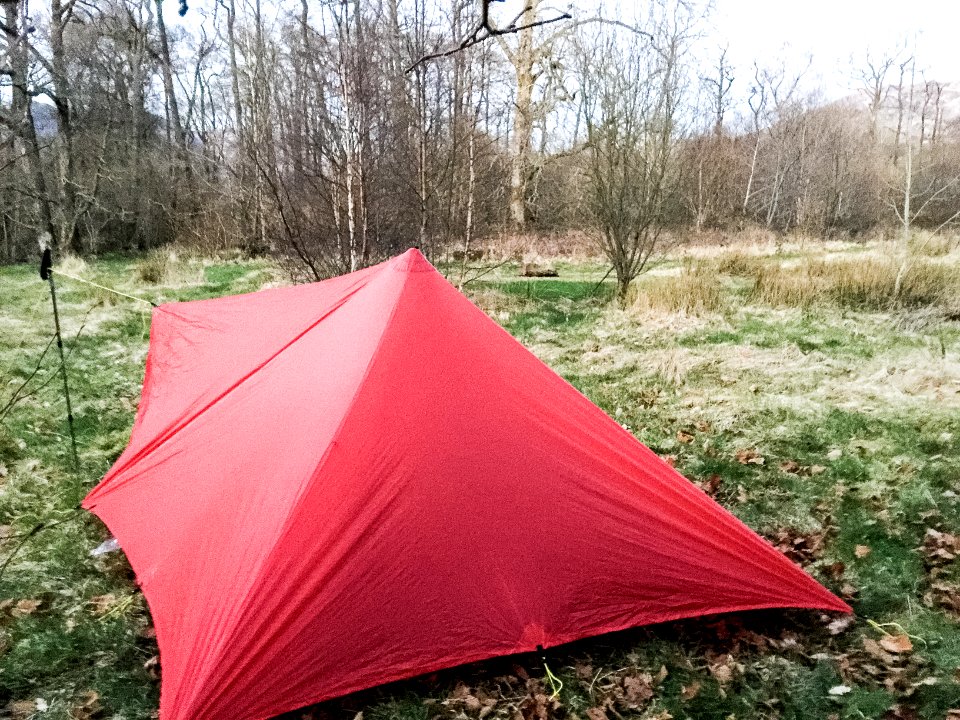 Trailstar pitched at the Caldons in Galloway Forest Park