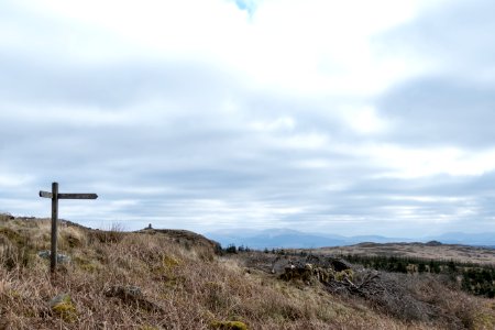 Signpost on ascent to Craig Airie Fell on Southern Upland Way