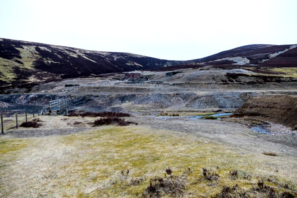 Footbridge and mine workings at Wanlockhead