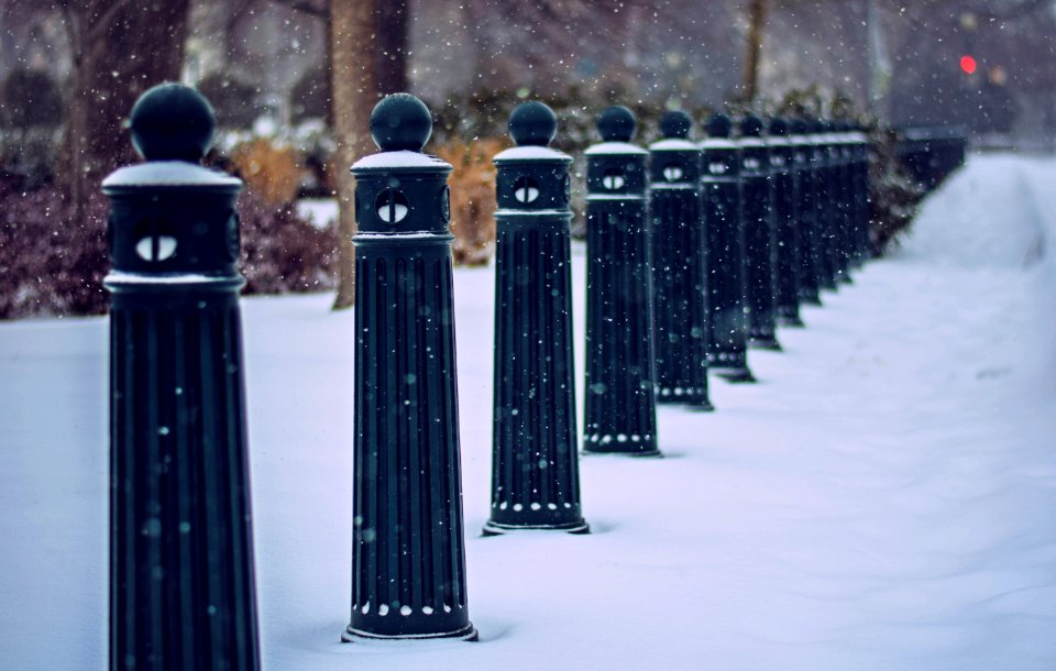 Snowy US Capitol Columns