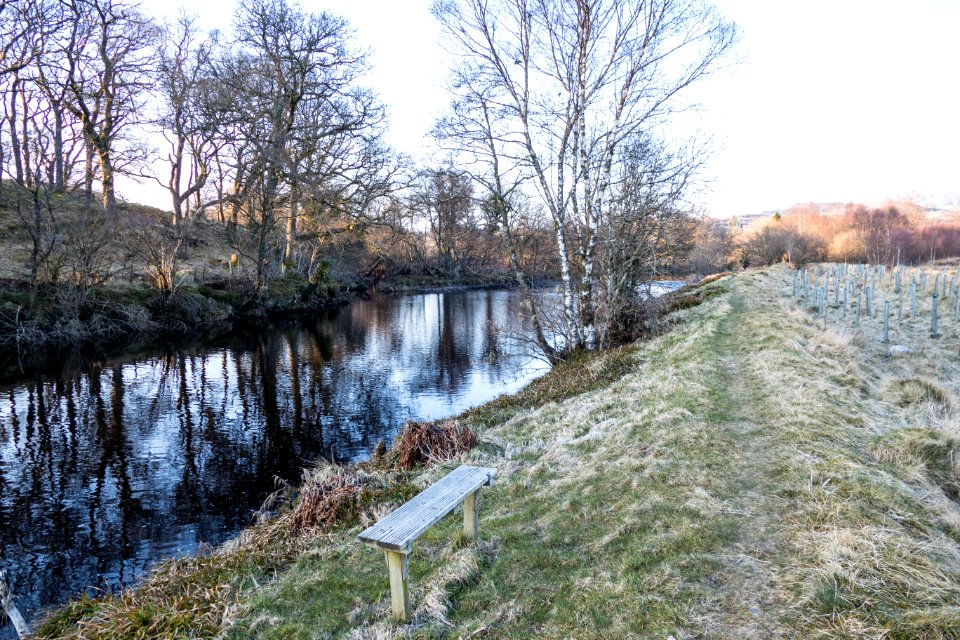 Bench on Southern Upland Way by Water of Minnoch