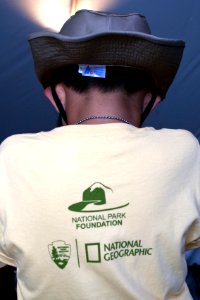 Saguaro National Park ranger and student taping an electronic field trip. Photo by NPS/Todd M. Edgar.