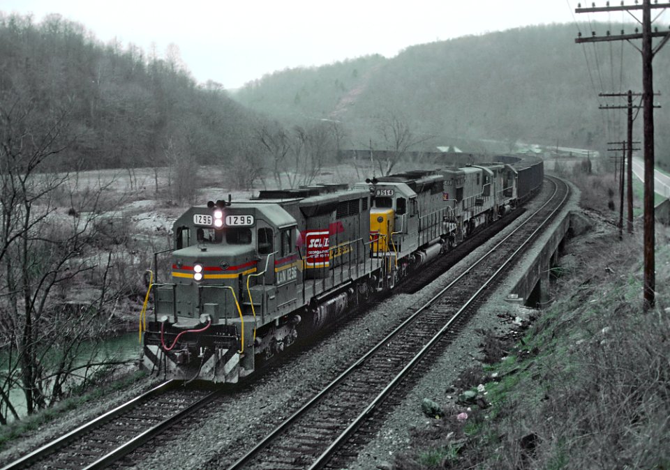 L&N SDP35 1296 and Train in February 1980 -- 6 Photos