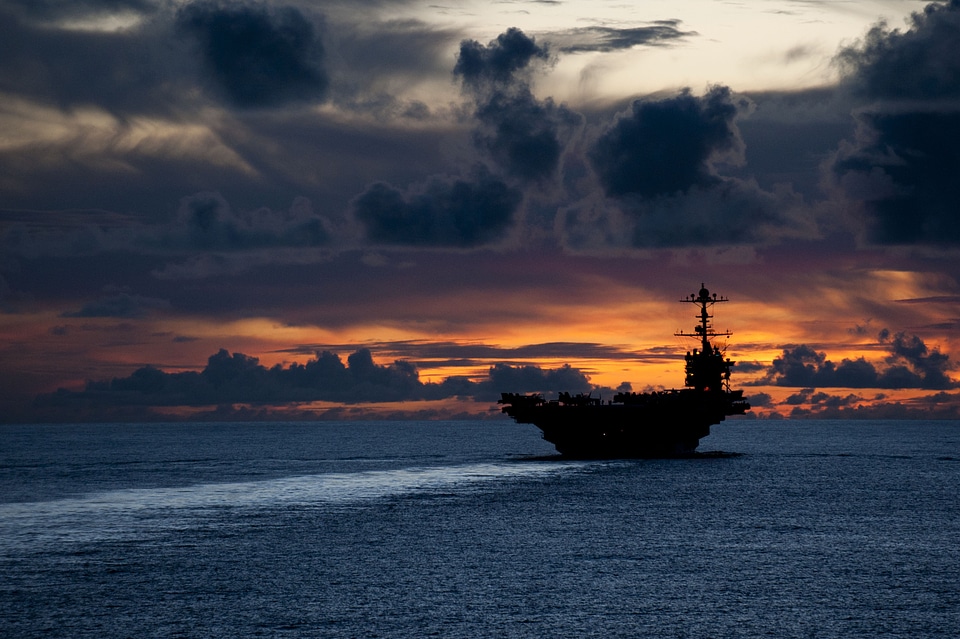 Military uss george washington sunset