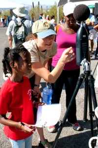 Youth participant learning about sound monitoring. Photo by NPS/Todd M. Edgar.