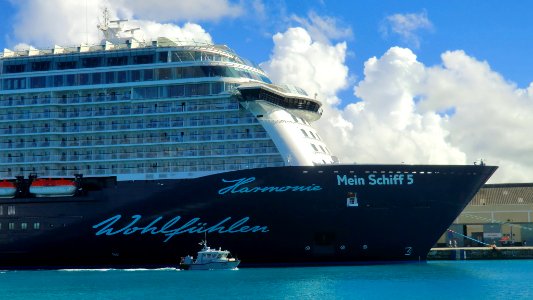 MEIN-SCHIFF-5 Cruise Ship @ Barbados -- the big one and the small photo