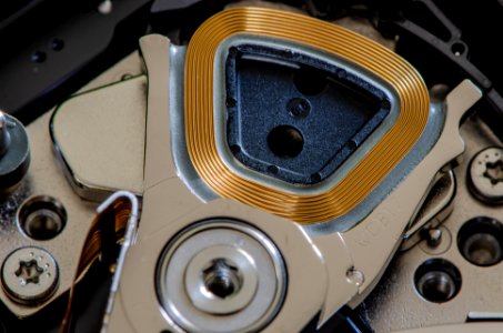 Coil which moves the hard drive actuator arm